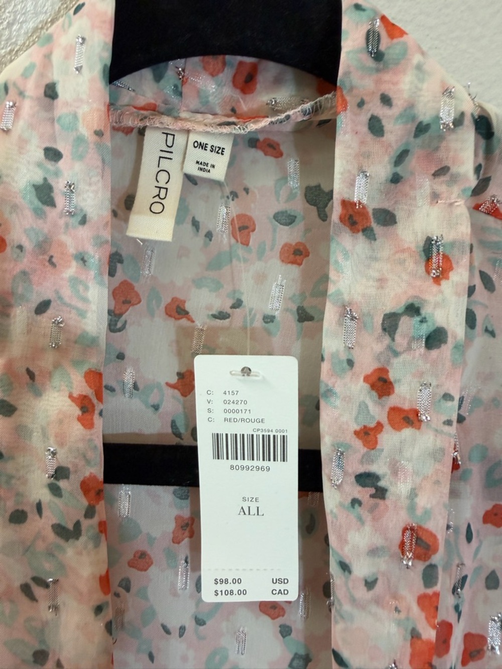 Anthropologie Pilcro Sheer Floral Tie Front Blouse OS NWT - Picture 8 of 11